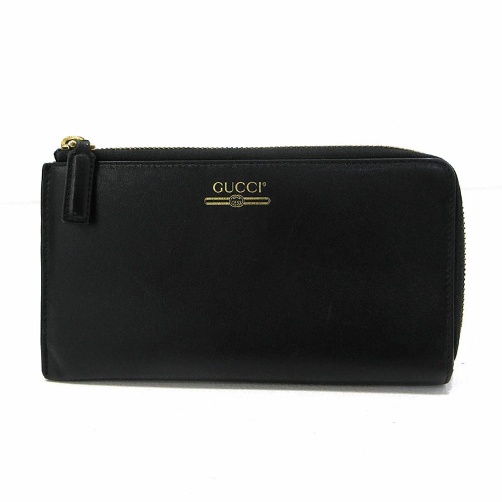 Gucci L shaped zipper long wallet Black